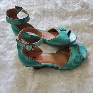 Miz Mooz Turquoise Genuine Leather Heeled Sandals Size 38